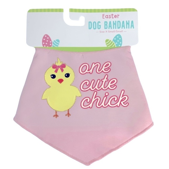 Easter Dog Bandana Apparel One Cute Chick XS/S Neck Size 10 - 14 In Pink Yellow - Picture 1 of 8